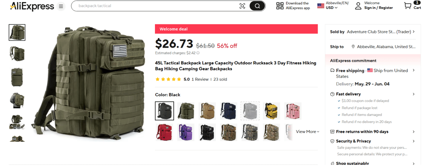 Complete Guide to Reverse Dropshipping: Backpack on AliExpress