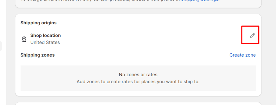 Shopify dashboard - Shipping and delivery settings - Deleting shipping zones - Step 2