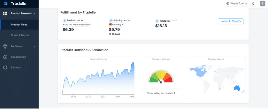 Finding the best dropshipping products through research with Tradelle