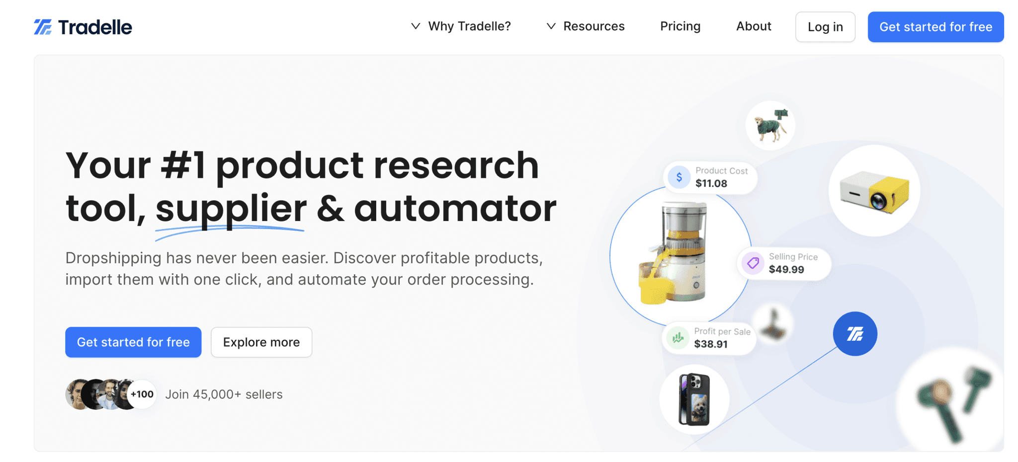 Tradelle.io homepage