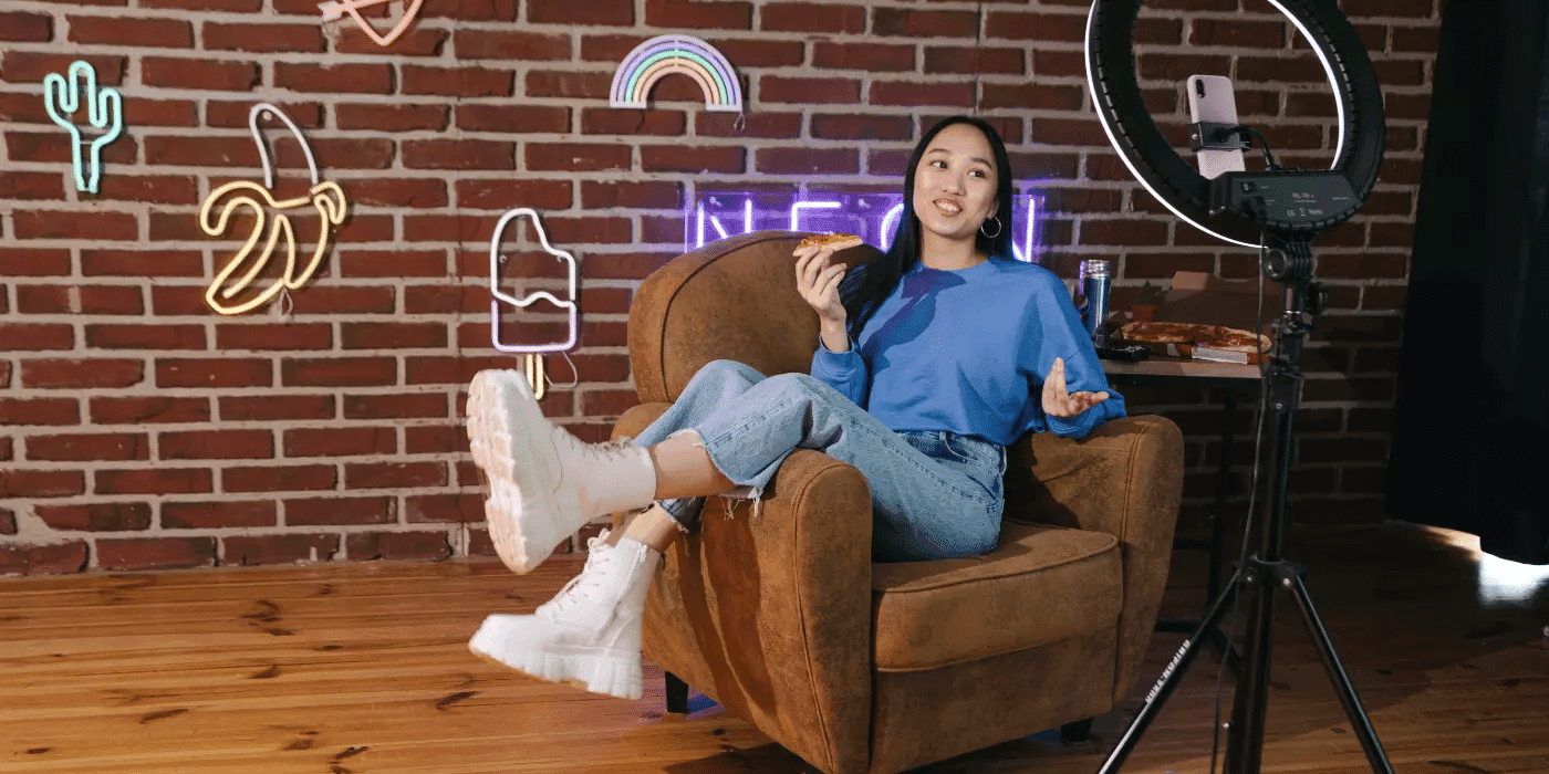Stock image of an influencer promoting a product for a brand